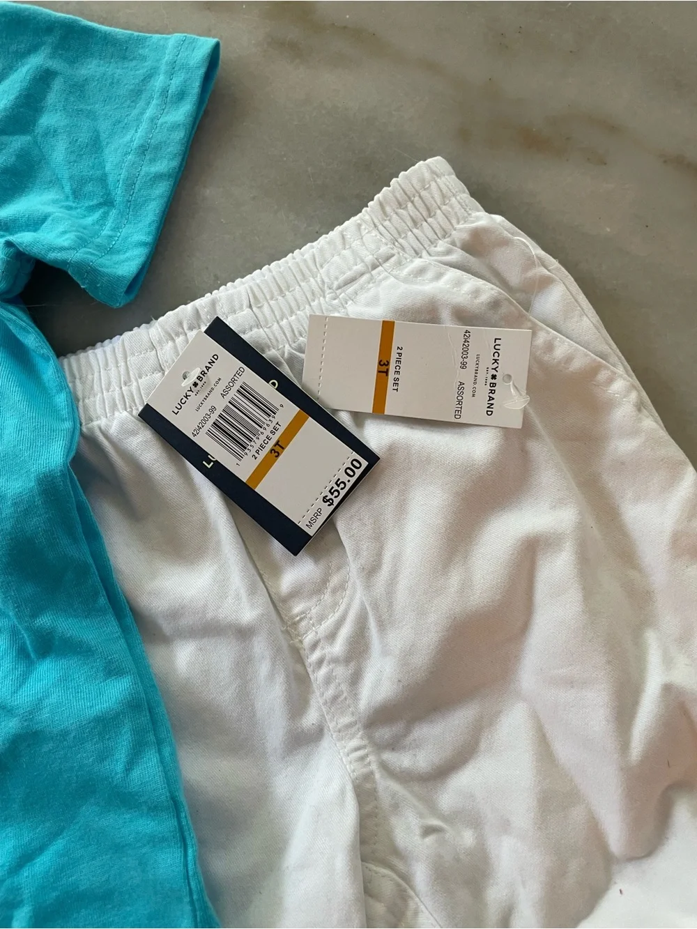 Lucky Brand Turquoise Tee and White Shorts Kids Set